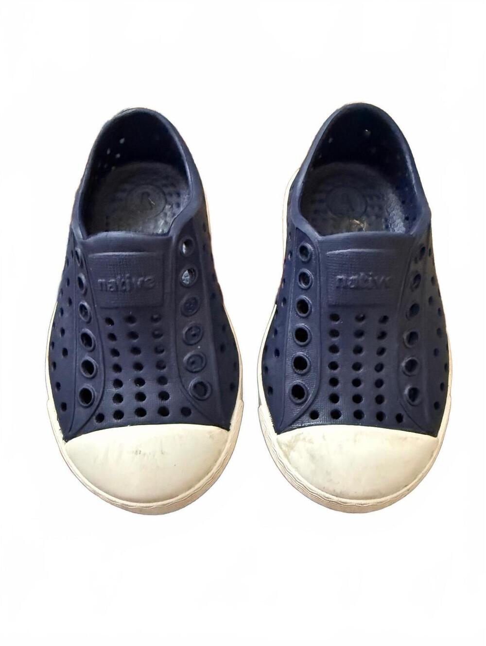 Native Jefferson Kids Shoes Navy Blue White Slip On C5 Toddler Size 5